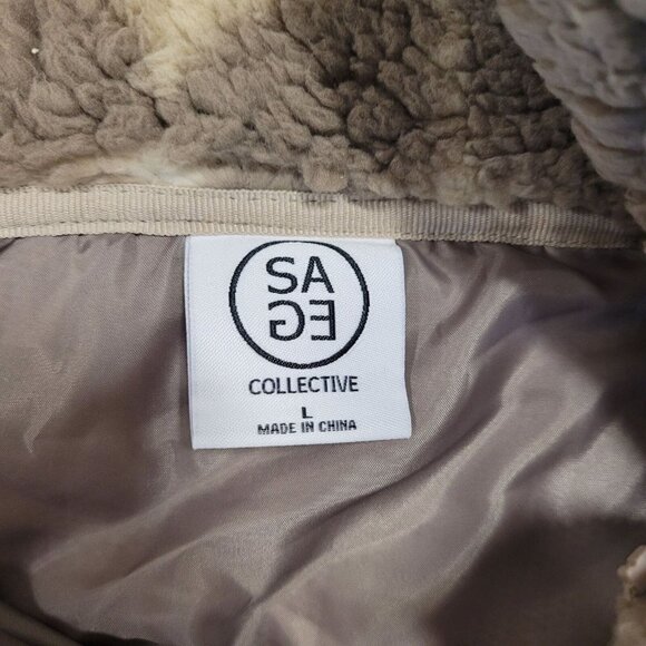 Sage Collective Jet Setter Faux Shearling Teddy 1/4 Zip Pullover Size L NWT $85 - Picture 6 of 10